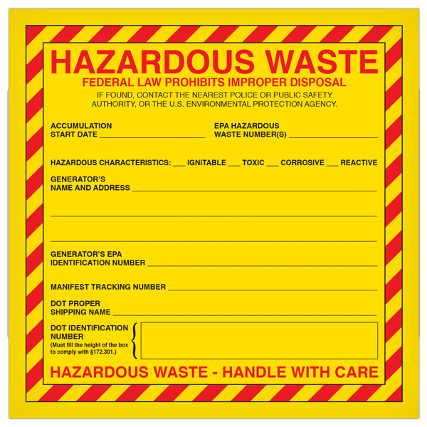 Hazardous Material and Waste Label (6 in x 6 in) 500 /roll