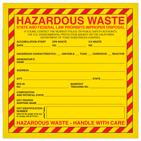Hazardous Material and Waste Label (6 in x 6 in) 500 /roll