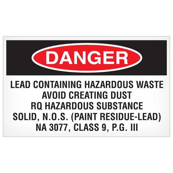 AB5001 DANGER LEAD CONTAINING HAZARDOUS WASTE Label (5 in x 3 in) 500 /roll