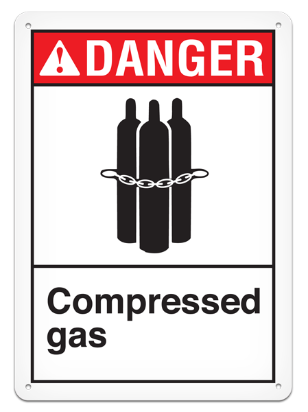 DANGER COMPRESSED GAS PrimeGuard® ANSI style Safety Sign (10in x 14in)