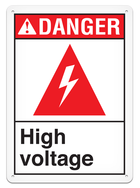 DANGER HIGH VOLTAGE PrimeGuard® ANSI style Safety Sign (10in x 14in)
