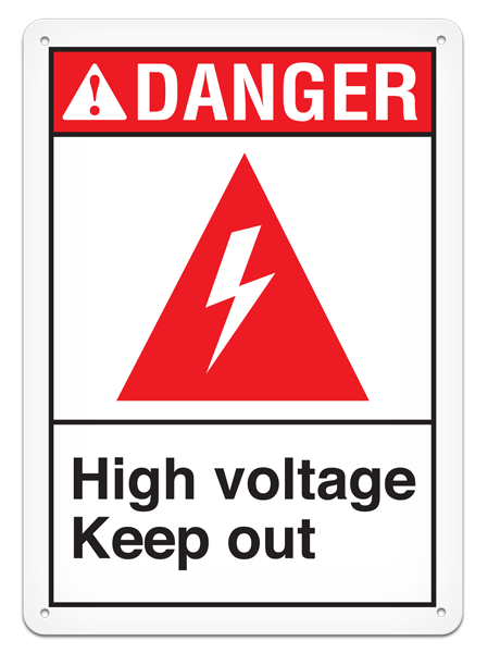 DANGER HIGH VOLTAGE KEEP OUT PrimeGuard® ANSI style Safety Sign (10in x 14in)