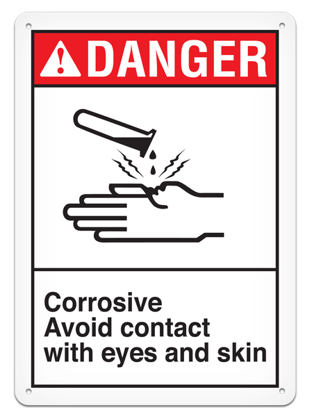 DANGER CORROSIVE AVOID CONTACT WITH EYES AND SKIN PrimeGuard® ANSI style Safety Sign (10in x 14in)