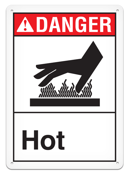 DANGER HOT PrimeGuard® ANSI style Safety Sign (10in x 14in)