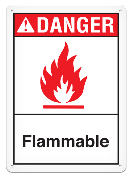 DANGER FLAMMABLE PrimeGuard® ANSI style Safety Sign (10in x 14in)