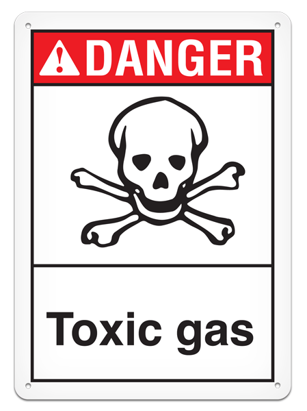 DANGER TOXIC GAS PrimeGuard® ANSI style Safety Sign (10in x 14in)
