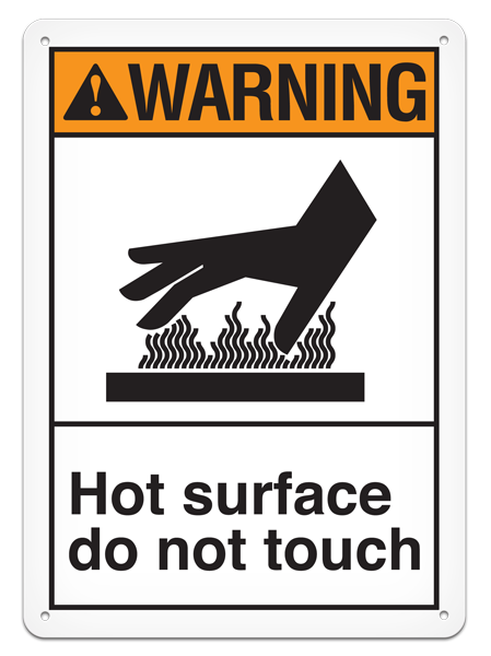 WARNING HOT SURFACE DO NOT TOUCH PrimeGuard® ANSI style Safety Sign (10in x 14in)