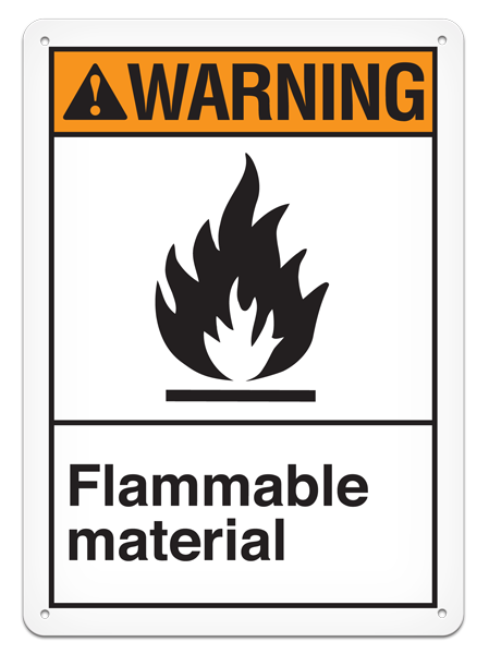 WARNING FLAMMABLE MATERIAL PrimeGuard® ANSI style Safety Sign (10in x 14in)