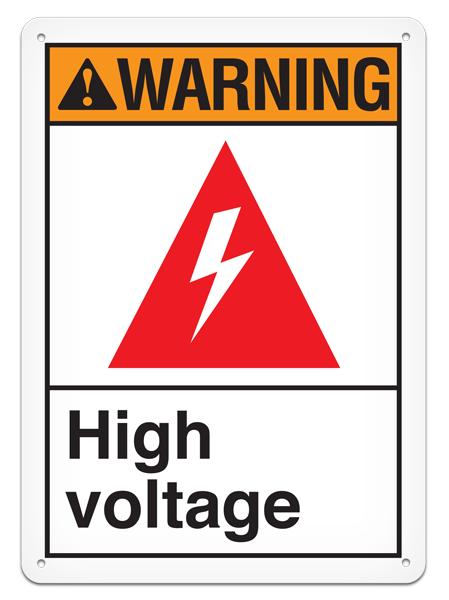 WARNING HIGH VOLTAGE PrimeGuard® ANSI style Safety Sign (10in x 14in)
