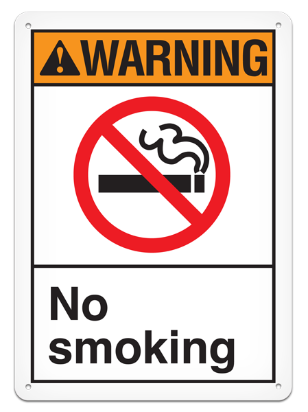 WARNING NO SMOKING PrimeGuard® ANSI style Safety Sign (10in x 14in)