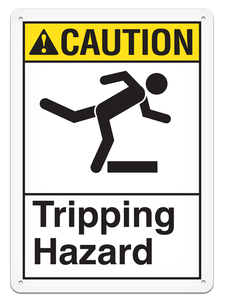 CAUTION TRIPPING HAZARD PrimeGuard® ANSI style Safety Sign (10in x 14in)