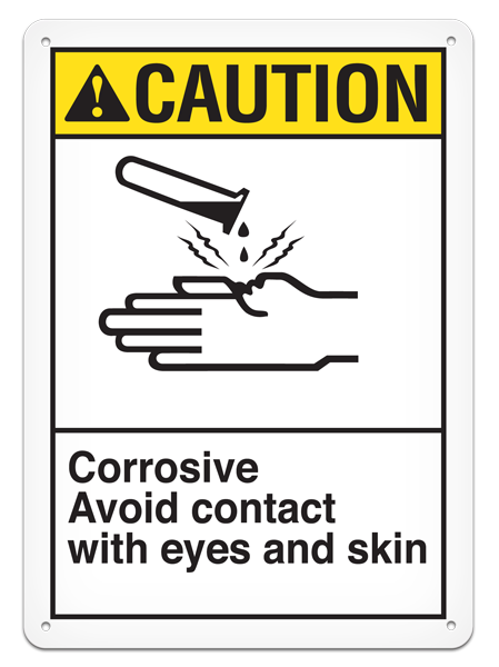 CAUTION CORROSIVE AVOID CONTACT WITH EYES AND SKIN PrimeGuard® ANSI style Safety Sign (10in x 14in)