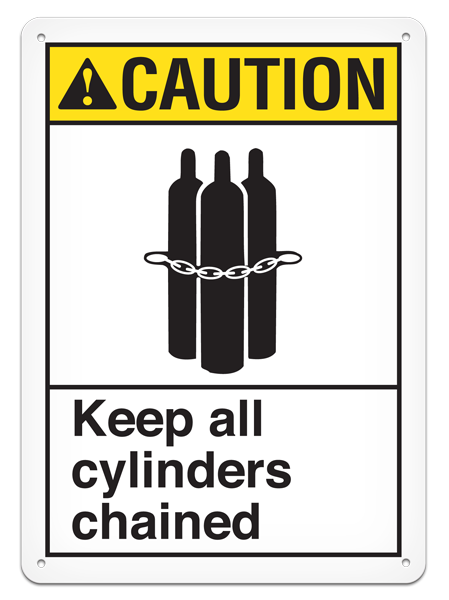 CAUTION KEEP ALL CYLINDERS CHAINED PrimeGuard® ANSI style Safety Sign (10in x 14in)