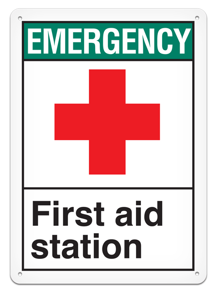 EMERGENCY FIRST AID ROOM PrimeGuard® ANSI style Safety Sign (10in x 14in)