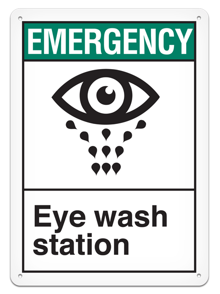 EMERGENCY EYE WASH STATION PrimeGuard® ANSI style Safety Sign (10in x 14in)