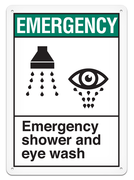 EMERGENCY SHOWER AND EYE WASH PrimeGuard® ANSI style Safety Sign (10in x 14in)