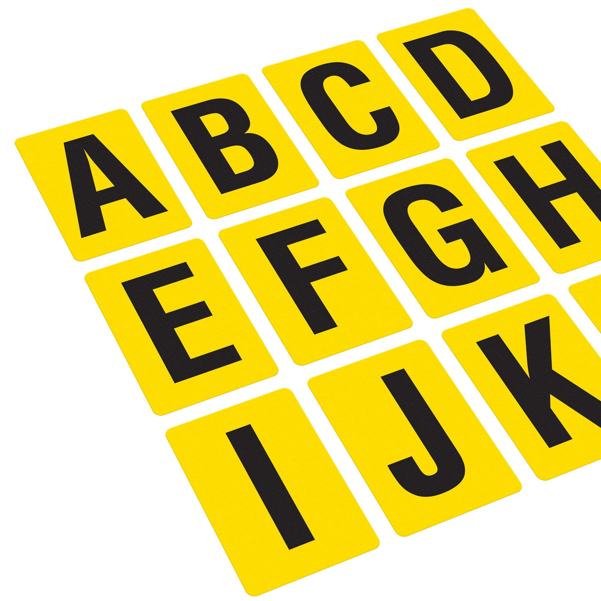 BC08YLTKIT Butt Cut Yellow Inventory Location Floor Markers 8 Inch High Letters A - Z (26 /pkg)