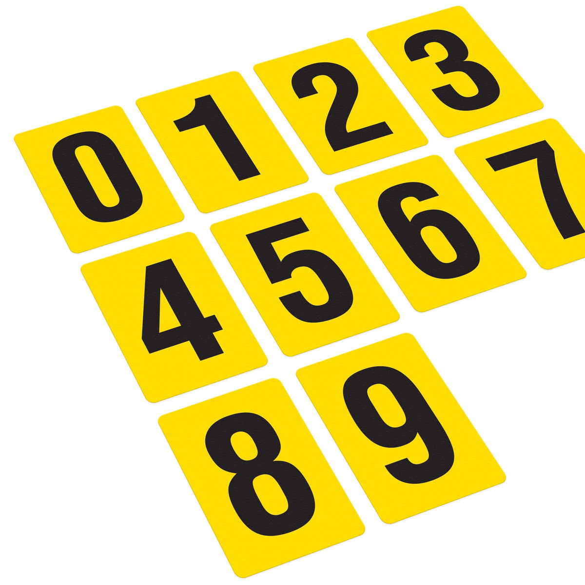 BC08YNMKIT Butt Cut Yellow Inventory Location Floor Markers 8 Inch High Numbers 0 - 9 (10 /pkg)