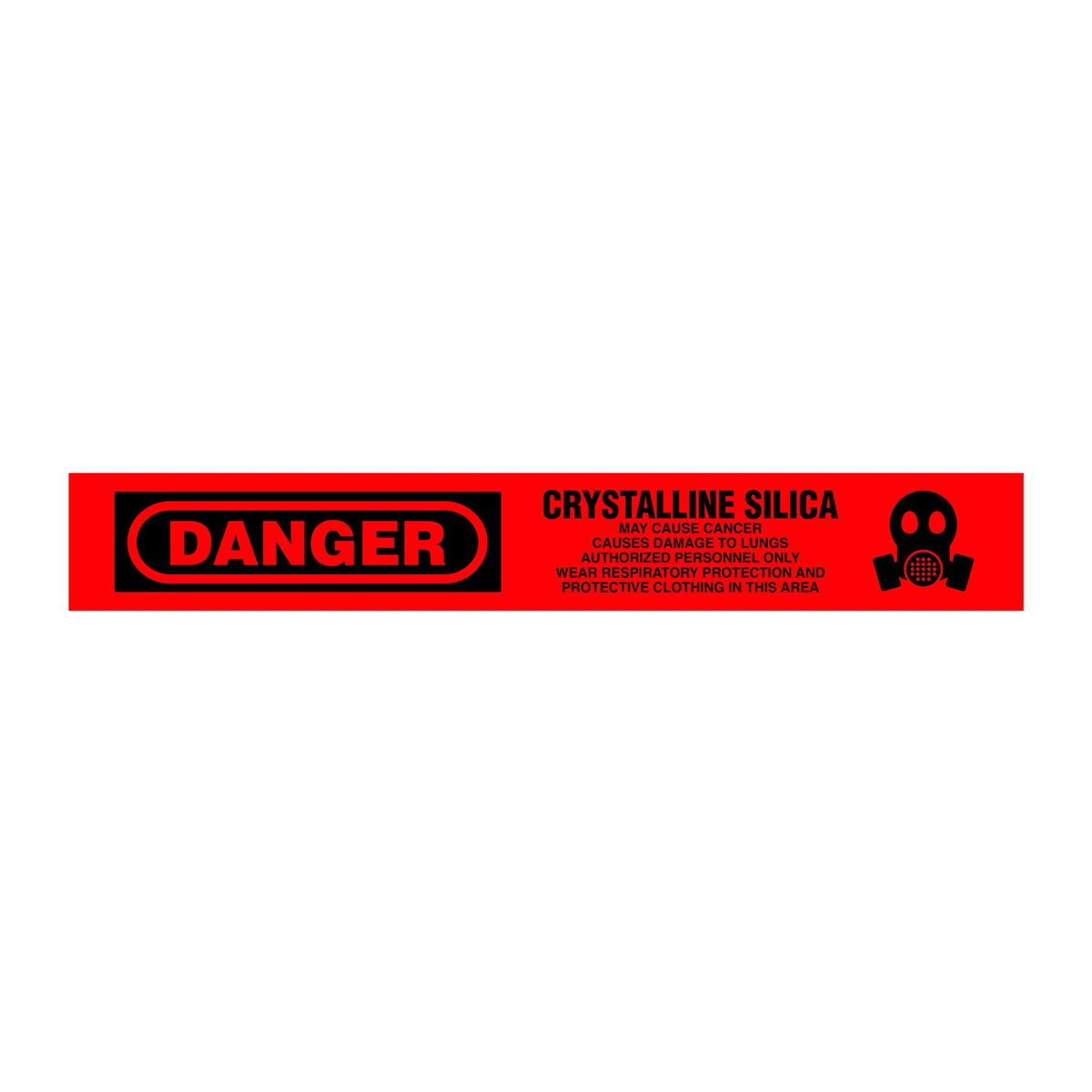 BT10205 Red/Black DANGER CRYSTALLINE SILICA Barricade Message Safety Tape (3 in x 1,000 ft) 12 /case - Price per Roll