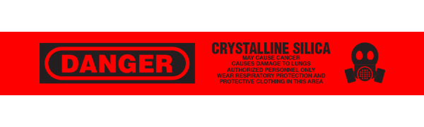BT10205 Red/Black DANGER CRYSTALLINE SILICA Barricade Message Safety Tape (3 in x 1,000 ft) 12 /case - Price per Roll