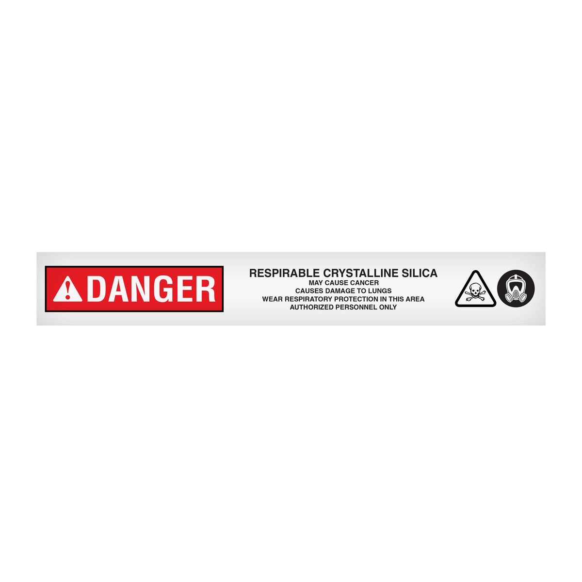 BT10211 Red/Black/Yellow//White DANGER RESPIRABLE CRYSTALLINE SILICA MAY CAUSE CANCER CAUSES DAMAGE TO LUNGS WEAR RESPIRATORY PROTECTION IN THIS AREA AUTHORIZED PERSONNEL ONLY Barricade Message Safety Tape (3 in x 1,000 ft) 12 /case