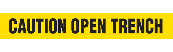 BT1028 Yellow/Black CAUTION OPEN TRENCH Barricade Message Safety Tape (3 in x 1,000 ft) 12 /case - Price per Roll