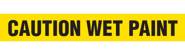 BT1030 Yellow/Black CAUTION WET PAINT Barricade Message Safety Tape (3 in x 1,000 ft) 12 /case - Price per Roll