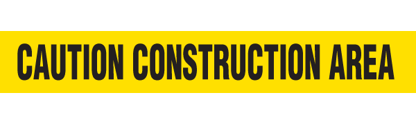 BT1037 Yellow/Black CAUTION CONSTRUCTION AREA Barricade Message Safety Tape (3 in x 1,000 ft) 12 /case - Price per Roll
