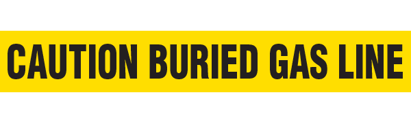 BT1052 Yellow/Black CAUTION BURIED GAS LINE Barricade Message Safety Tape (3 in x 1,000 ft) 12 /case - Price per Roll