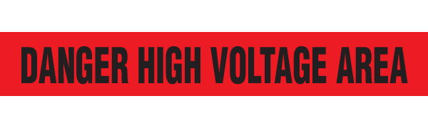 BT1064 Red/Black DANGER HIGH VOLTAGE AREA Barricade Message Safety Tape (3 in x 1,000 ft) 12 /case - Price per Roll