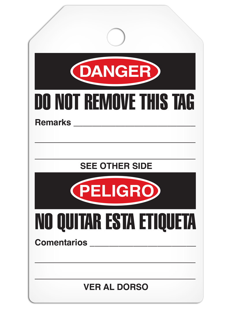 DANGER HIGH VOLTAGE English/Spanish Bilingual DuraPly™ Tag (25/pkg)