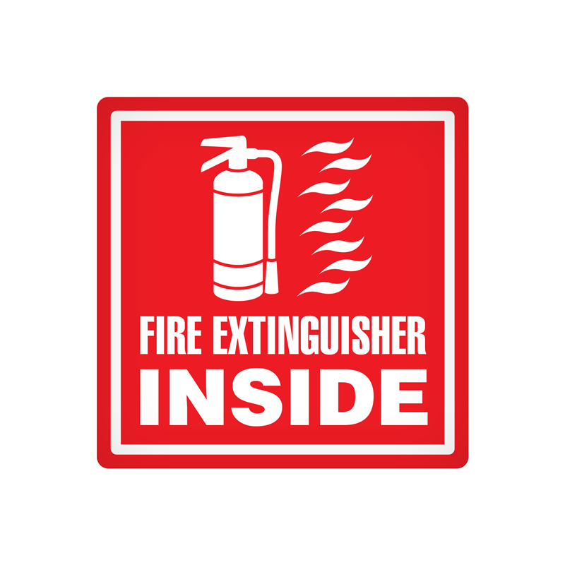 DEC103 Red/White FIRE EXTINGUISHER INSIDE Vehicle Safety & Emergency Equipment Adhesive Indoor/Outdoor Decals (4 in x 4 in) 25 /package