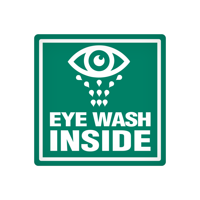 DEC109 Green/White EYE WASH INSIDE Vehicle Safety & Emergency Equipment Adhesive Indoor/Outdoor Decals (4 in x 4 in) 25 /package