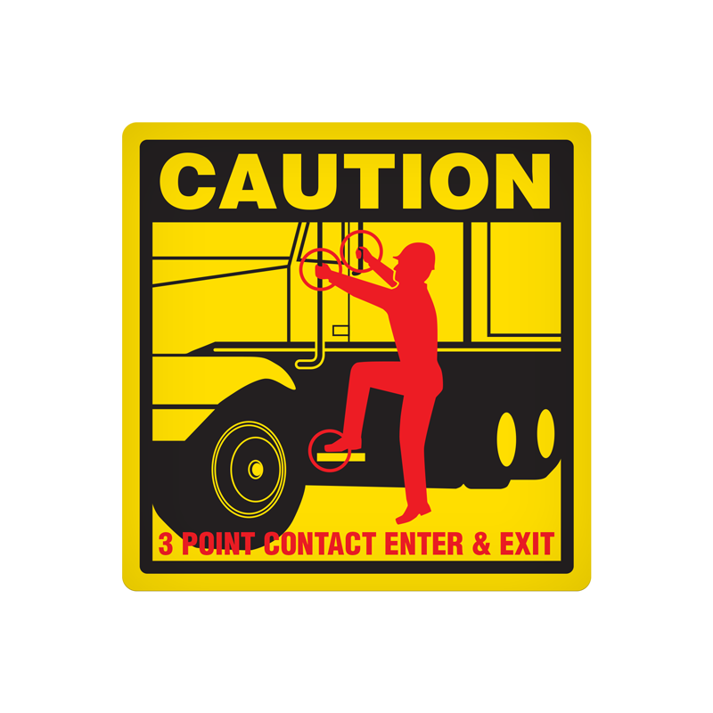 DEC111 Yellow/Black/Red CAUTION 3 POINT CONTACT ENTER & EXIT Vehicle Safety & Emergency Equipment Adhesive Indoor/Outdoor Decals (4 in x 4 in) 25 /package