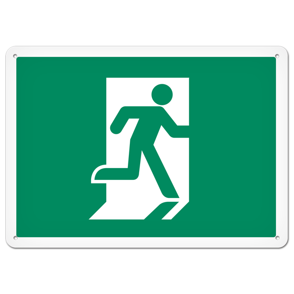 Right Direction Running Man Image PrimeGuard® Egress Marking Safety Sign (10 in X 14 in)