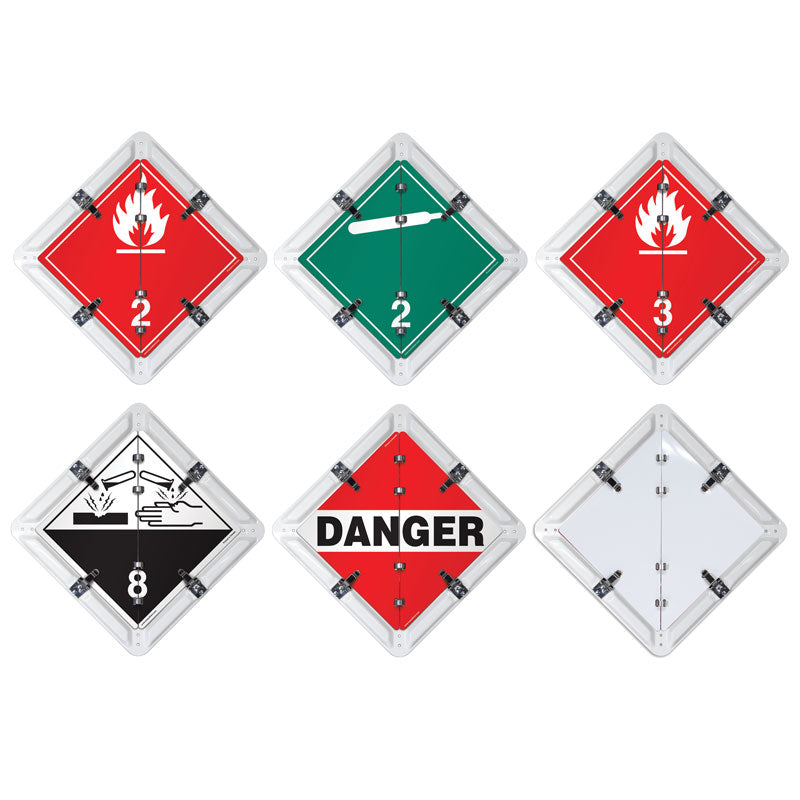 5 Page TDG Canadian Ident-O-Flip™ Class 2.1 Class 2.2 Class 3 Class 8 DANGER Legend Flip Placard System