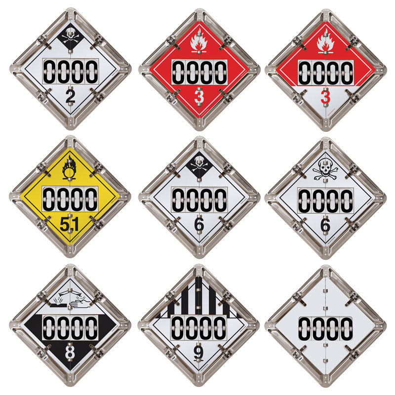 9 Page DOT Ident-O-Flip™ Various Legend Flip Placard System with Rotating UN Numbers