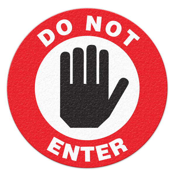 FS1002V DO NOT ENTER Textured Anti-Slip Grip Adhesive Floor Sign (17 in Die Cut Hand Shape)