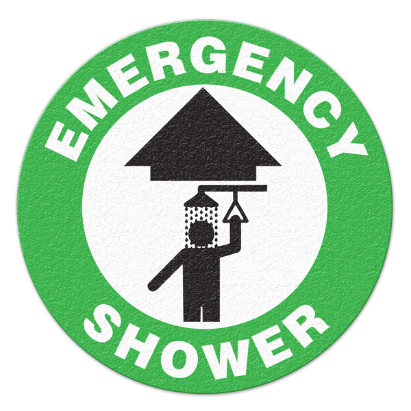 FS1003V EMERGENCY SHOWER Textured Anti-Slip Grip Adhesive Floor Sign (17 in dia. circle)