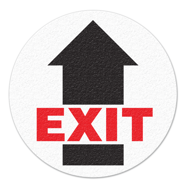 FS1005V EXIT (NO Border with Arrow) Textured Anti-Slip Grip Adhesive Floor Sign (17 in dia. circle)