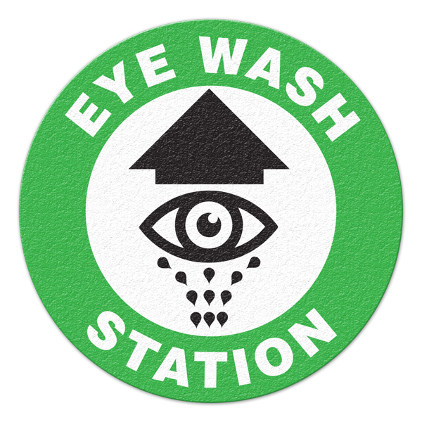 FS1007V EYE WASH STATION Textured Anti-Slip Grip Adhesive Floor Sign (17 in dia. circle)