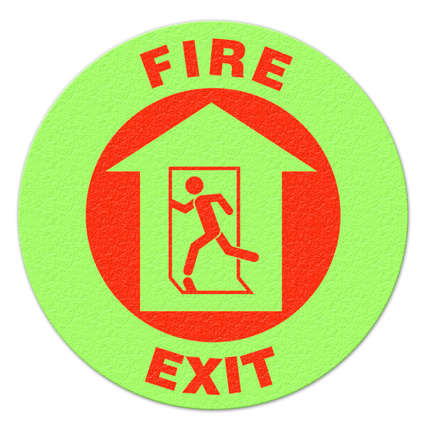 FS1010GL FIRE EXIT Glow-in-the-Dark Textured Anti-Slip Grip Adhesive Floor Sign (17 in dia. circle)