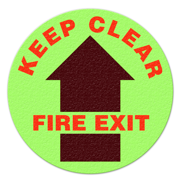 FS1018GL KEEP CLEAR FIRE EXIT Glow-in-the-Dark Textured Anti-Slip Grip Adhesive Floor Sign (17 in dia. circle)