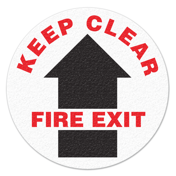 FS1018V KEEP CLEAR FIRE EXIT Textured Anti-Slip Grip Adhesive Floor Sign (17 in dia. circle)