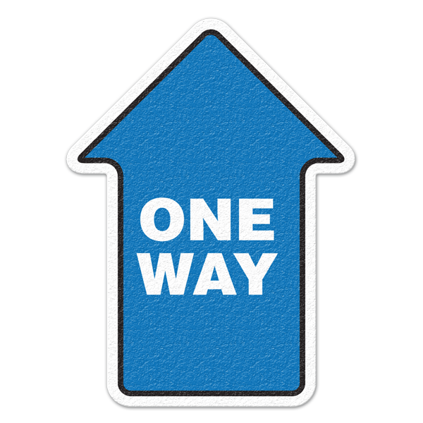 FS1022V ONE WAY Textured Anti-Slip Grip Adhesive Floor Sign (17 in Die Cut Arrow Shape)