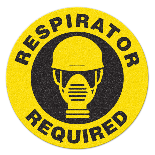 FS1024V RESPIRATOR REQUIRED Textured Anti-Slip Grip Adhesive Floor Sign (17 in dia. Circle)