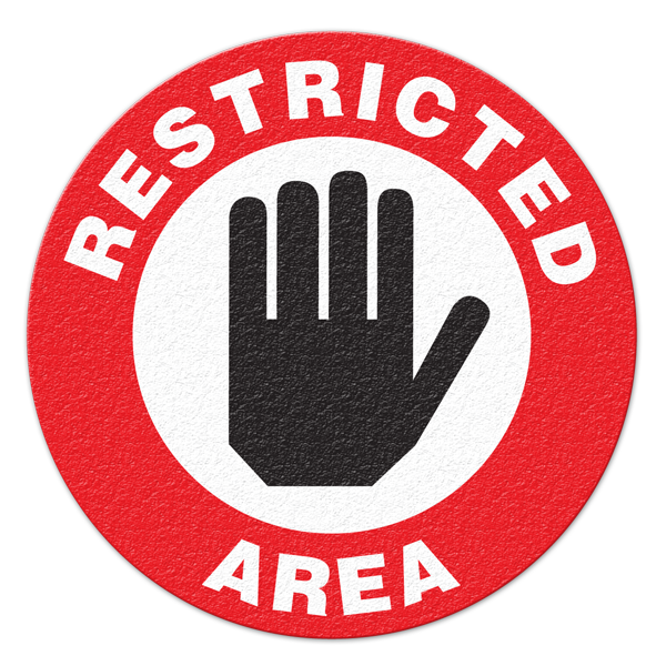 FS1025V RESTRICTED AREA Textured Anti-Slip Grip Adhesive Floor Sign (17 in dia. Circle)