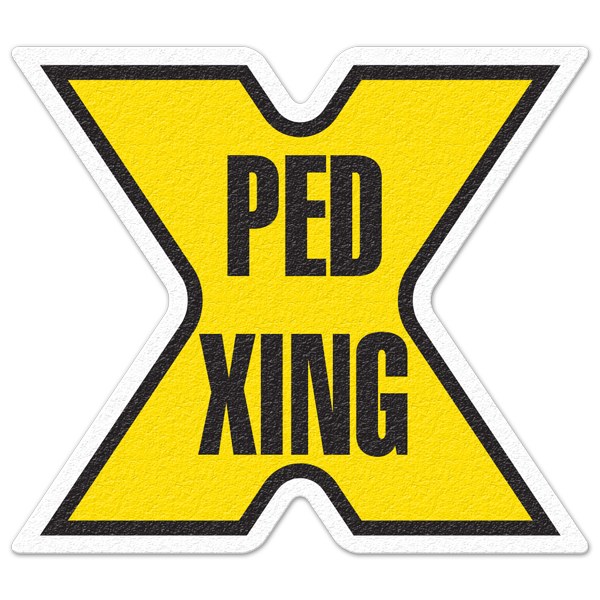 FS1037V PED XING Textured Anti-Slip Grip Adhesive Floor Sign (17 in Die Cut "X" Shape)