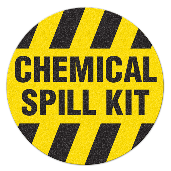 FS1042V CHEMICAL SPILL KIT Textured Anti-Slip Grip Adhesive Floor Sign (17 in dia. Circle)