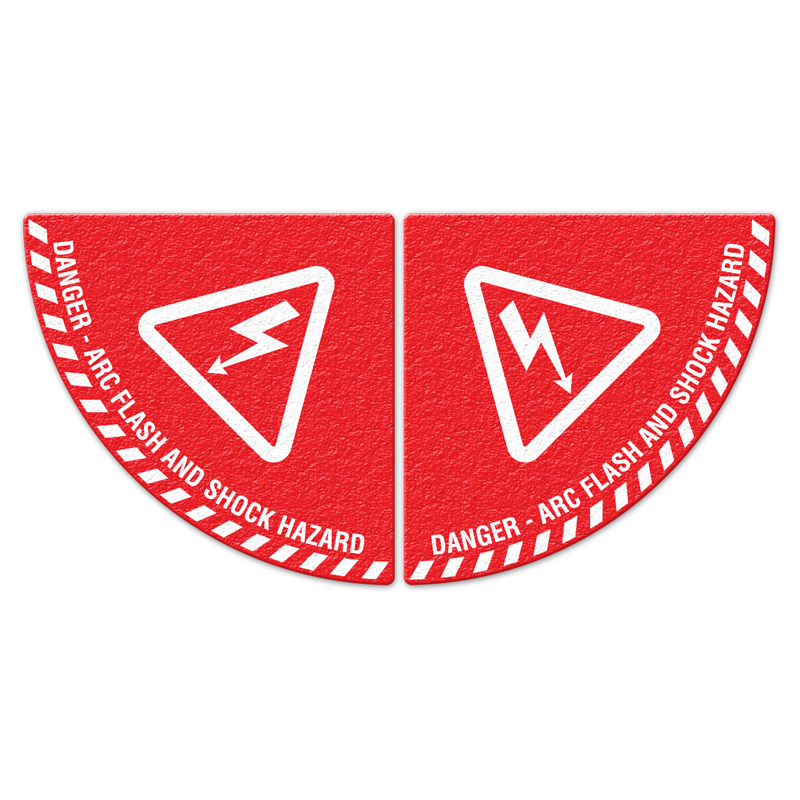 FS1055V DANGER ARC FLASH AND SHOCK HAZARD Textured Anti-Slip Grip Adhesive Floor Sign (36 in x 36 in Die Cut Wedge) 2 signs per package